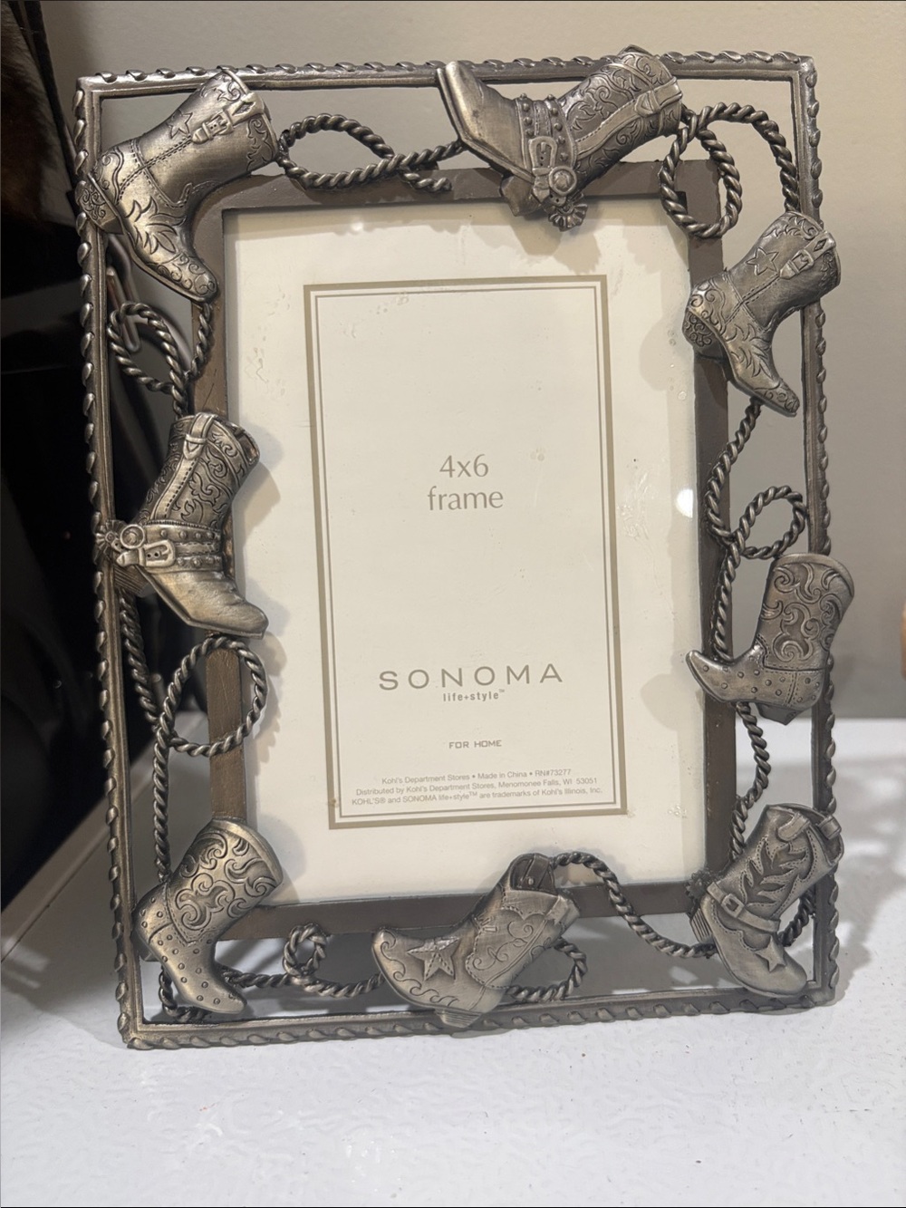 Sonoma Silver Western Cowboy Boot Picture Frame